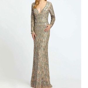 MacDuggal Long Sleeve Embellished Dress Sequin